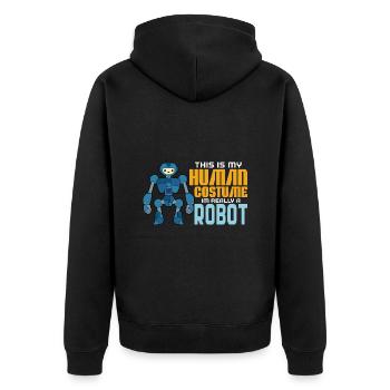 Roboter - Unisex Premium Bio Zip Hoodie - Schwarz - Hinten - Nico (187cm)