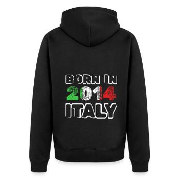 Jahr 2014 - Unisex Premium Bio Zip Hoodie - Schwarz - Hinten - Nico (187cm)