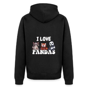 I love pandas - Unisex Premium Organic Zip Hoodie - black - Back - Nico (187cm)