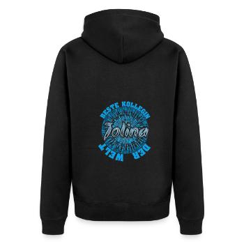 Beste Arbeitskollegin Jolina - Unisex Premium Bio Zip Hoodie - Schwarz - Hinten - Nico (187cm)