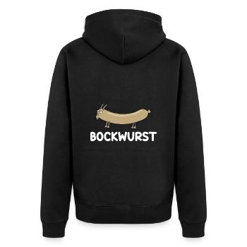 Bockwurst - Unisex Premium Bio Zip Hoodie - Schwarz - Hinten - Nico (187cm)