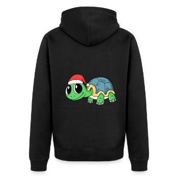 Turtle Christmas - Unisex Premium Organic Zip Hoodie - black - Back - Nico (187cm)