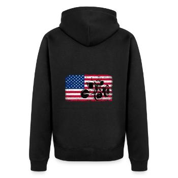 Traktorliebhaber Lustiges Traktorgeschenk - Unisex Premium Bio Zip Hoodie - Schwarz - Hinten - Nico (187cm)