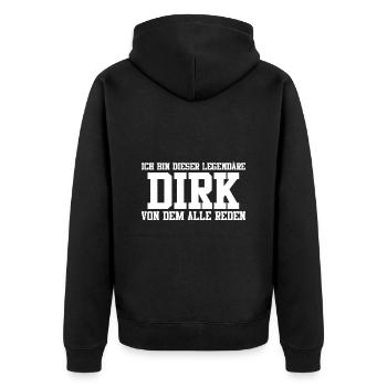 Dirk Name Design - Unisex Premium Bio Zip Hoodie - Schwarz - Hinten - Nico (187cm)