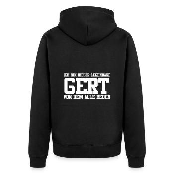 Gert Name Design - Unisex Premium Bio Zip Hoodie - Schwarz - Hinten - Nico (187cm)