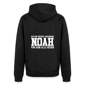 Noah Name Design - Unisex Premium Bio Zip Hoodie - Schwarz - Hinten - Nico (187cm)
