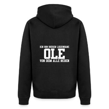 Ole Name Design - Unisex Premium Bio Zip Hoodie - Schwarz - Hinten - Nico (187cm)