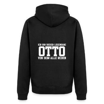 Otto Name Design - Unisex Premium Bio Zip Hoodie - Schwarz - Hinten - Nico (187cm)
