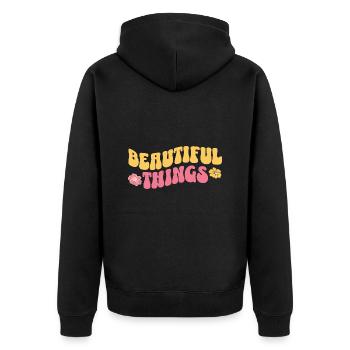 Belles choses Fleurs Rétro Vagues - Veste à capuche bio Premium Unisexe - noir - Dos - Nico (187cm)