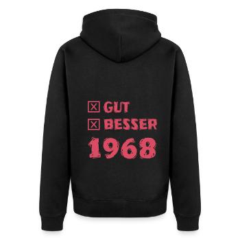 Gut Besser Jahr 1968 - Unisex Premium Bio Zip Hoodie - Schwarz - Hinten - Nico (187cm)