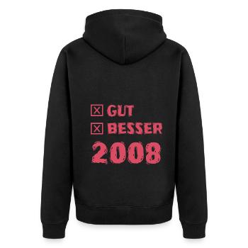 Jahr 2008 - Unisex Premium Bio Zip Hoodie - Schwarz - Hinten - Nico (187cm)