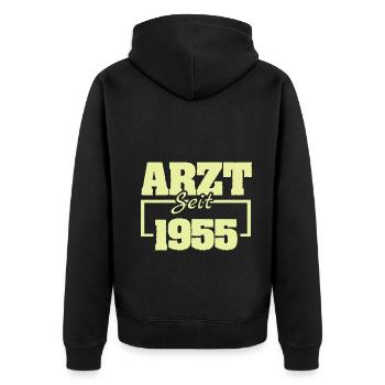 1955 - Unisex Premium Bio Zip Hoodie - Schwarz - Hinten - Nico (187cm)