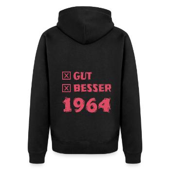 Besser 1964 - Unisex Premium Bio Zip Hoodie - Schwarz - Hinten - Nico (187cm)