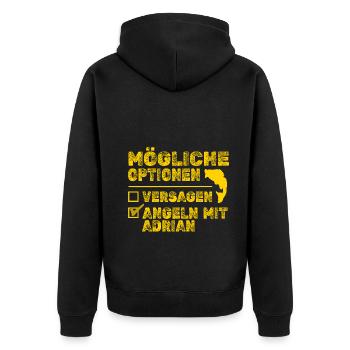 Angeln Fisch Adrian - Unisex Premium Bio Zip Hoodie - Schwarz - Hinten - Nico (187cm)