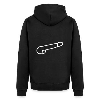 Penis Silhouette - Unisex Premium Bio Zip Hoodie - Schwarz - Hinten - Nico (187cm)