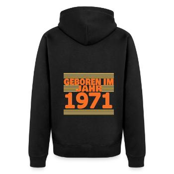 Geboren im Jahre 1971 - Unisex Premium Bio Zip Hoodie - Schwarz - Hinten - Nico (187cm)