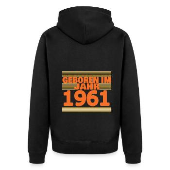 Geboren im Jahre 1961 - Unisex Premium Bio Zip Hoodie - Schwarz - Hinten - Nico (187cm)