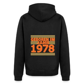 im 1978 - Unisex Premium Bio Zip Hoodie - Schwarz - Hinten - Nico (187cm)