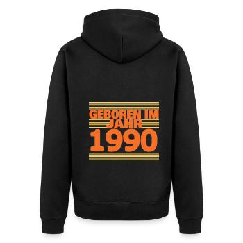 im 1990 - Unisex Premium Bio Zip Hoodie - Schwarz - Hinten - Nico (187cm)