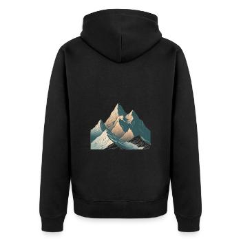 Minimalistisches Berg, Alpen Motiv - Unisex Premium Bio Zip Hoodie - Schwarz - Hinten - Nico (187cm)