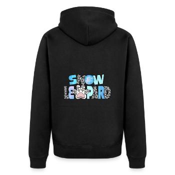 Schneeleopard - Unisex Premium Bio Zip Hoodie - Schwarz - Hinten - Nico (187cm)