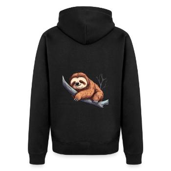 Cute sleeping sloth for sloth fans - Unisex Premium Organic Zip Hoodie - black - Back - Nico (187cm)