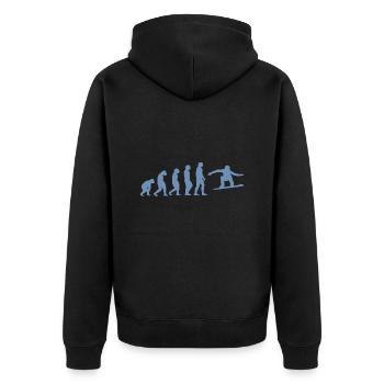 Snowboarder Evolution Silhouette Minimalist - Unisex Premium Bio Zip Hoodie - Schwarz - Hinten - Nico (187cm)