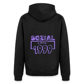 Jahr 1999 - Unisex Premium Bio Zip Hoodie - Schwarz - Hinten - Nico (187cm)