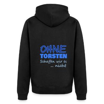 wir torsten - Unisex Premium Bio Zip Hoodie - Schwarz - Hinten - Nico (187cm)