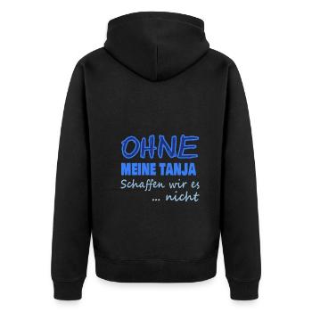 Heldin tanja - Unisex Premium Bio Zip Hoodie - Schwarz - Hinten - Nico (187cm)