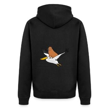 Capybara chevauche le pélican - Veste à capuche bio Premium Unisexe - noir - Dos - Nico (187cm)