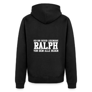 Ralph Name Design - Unisex Premium Bio Zip Hoodie - Schwarz - Hinten - Nico (187cm)