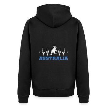 känguru - Unisex Premium Bio Zip Hoodie - Schwarz - Hinten - Nico (187cm)