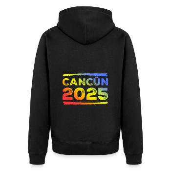 Cancun 2025 Coloré - Veste à capuche bio Premium Unisexe - noir - Dos - Nico (187cm)
