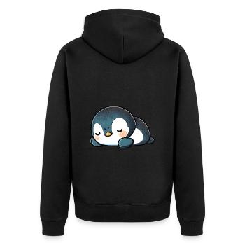 Pinguin Baby - Unisex Premium Bio Zip Hoodie - Schwarz - Hinten - Nico (187cm)