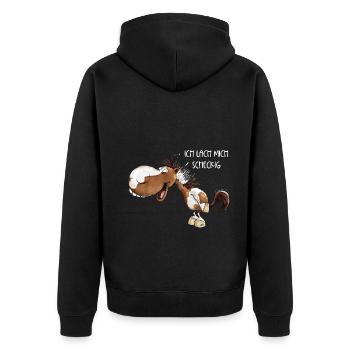 Ich lach mich scheckig Pferd Schecke - Unisex Premium Bio Zip Hoodie - Schwarz - Hinten - Nico (187cm)
