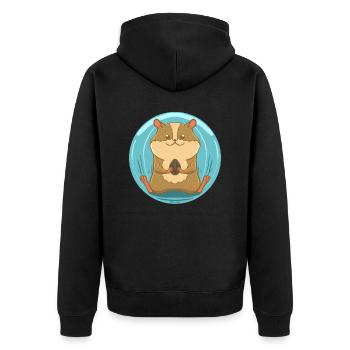 Hamster mit Nuss - Unisex Premium Bio Zip Hoodie - Schwarz - Hinten - Nico (187cm)