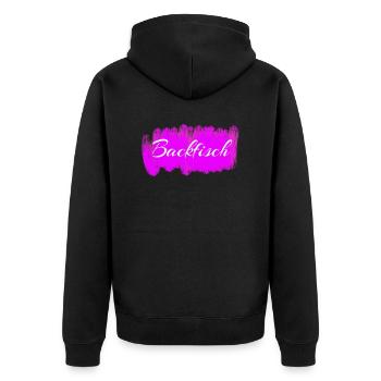 Backfisch vergessene Wörter Geschenkidee Pubertät - Unisex Premium Bio Zip Hoodie - Schwarz - Hinten - Nico (187cm)