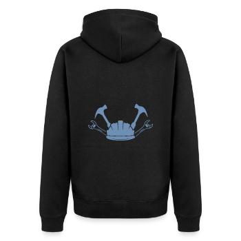 Construction Site Construction Worker Craft Helmet Silhouette - Unisex Premium Organic Zip Hoodie - black - Back - Nico (187cm)