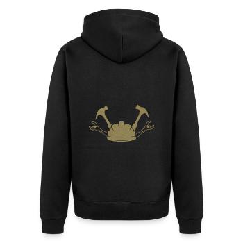 Construction Site Construction Worker Craft Helmet Silhouette - Unisex Premium Organic Zip Hoodie - black - Back - Nico (187cm)