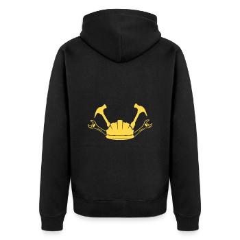 Construction Site Construction Worker Craft Helmet Silhouette - Unisex Premium Organic Zip Hoodie - black - Back - Nico (187cm)