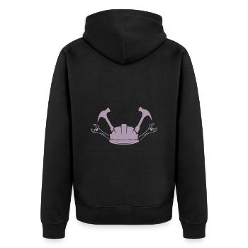 Construction Site Construction Worker Craft Helmet Silhouette - Unisex Premium Organic Zip Hoodie - black - Back - Nico (187cm)