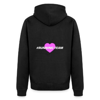 Running Team Herz - Unisex Premium Bio Zip Hoodie - Schwarz - Hinten - Nico (187cm)