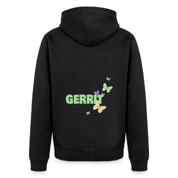 Schmetterlingen Gerrit - Unisex Premium Bio Zip Hoodie - Schwarz - Hinten - Nico (187cm)