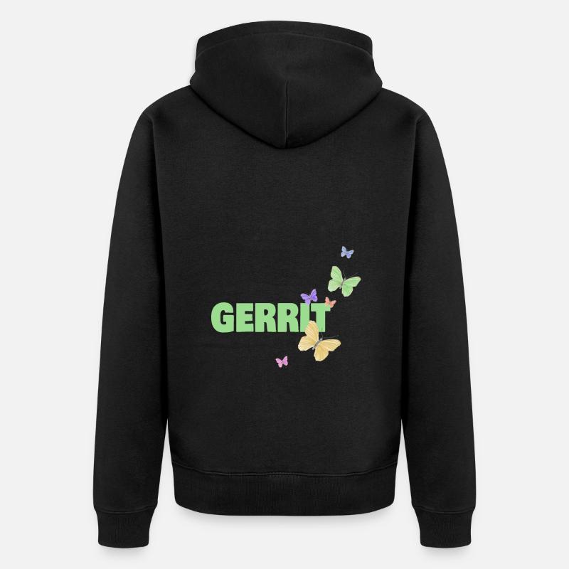 Schmetterlingen Gerrit - Unisex Premium Bio Zip Hoodie - Schwarz