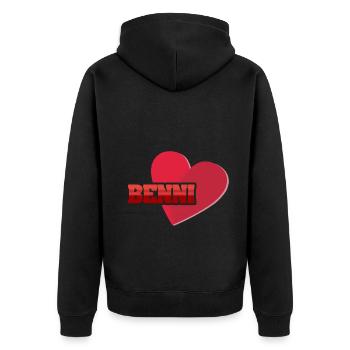 Vorname Benni - Unisex Premium Bio Zip Hoodie - Schwarz - Hinten - Nico (187cm)