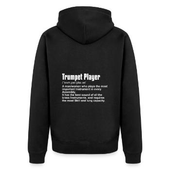 Trompeten Spieler Instrument definition - Unisex Premium Bio Zip Hoodie - Schwarz - Hinten - Nico (187cm)
