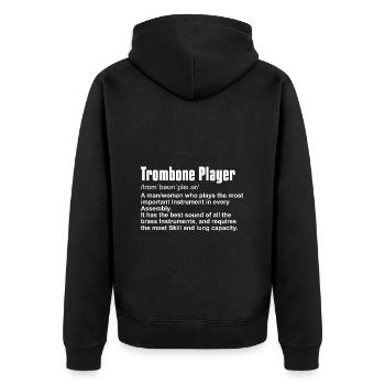 Trombone Instrument Player definition - Unisex Premium Organic Zip Hoodie - black - Back - Nico (187cm)