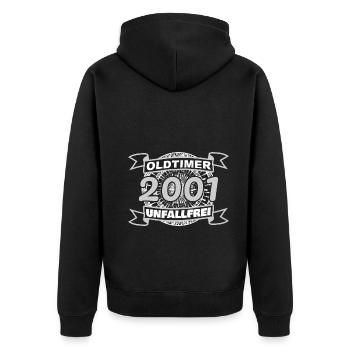Witzig 2001 - Unisex Premium Bio Zip Hoodie - Schwarz - Hinten - Nico (187cm)