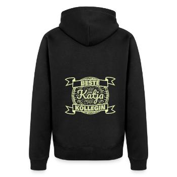 Beste Katja - Unisex Premium Bio Zip Hoodie - Schwarz - Hinten - Nico (187cm)